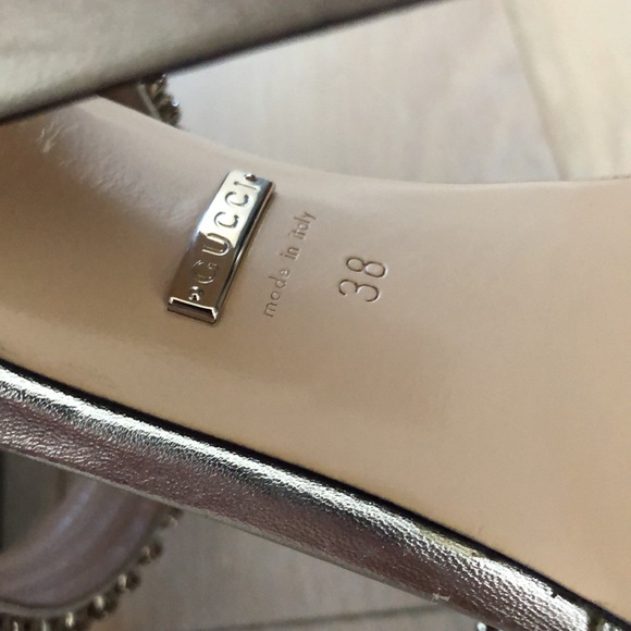 Gucci Silver Bertie Leather with Crystals Sandals - Picture 7 of 12